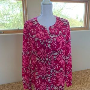 Pretty pink Charter Club floral button down blouse